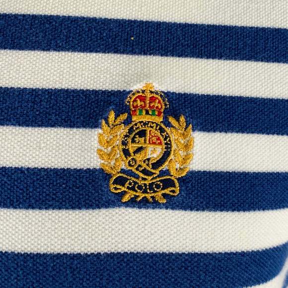 POLO by RALPH LAUREN Blue White Stripe Cotton Half Placket Polo - Picture 2 of 6